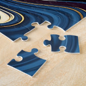 Gemarmerde kronkel paars goud blauw abstract legpuzzel (Zijkant)