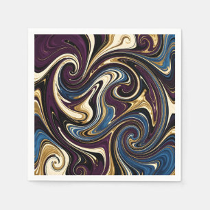 Gemarmerde kronkel paars goud blauw abstract servet