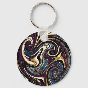 Gemarmerde kronkel paars goud blauw abstract sleutelhanger