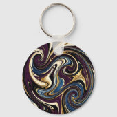 Gemarmerde kronkel paars goud blauw abstract sleutelhanger (Achterkant)