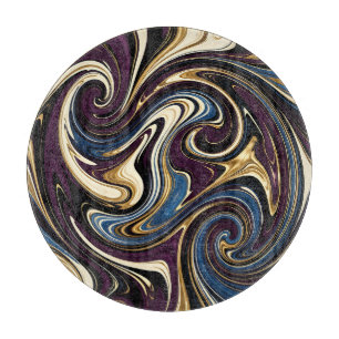 Gemarmerde kronkel paars goud blauw abstract snijplank