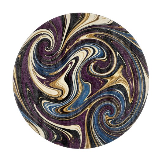 Gemarmerde kronkel paars goud blauw abstract snijplank (Voorkant)