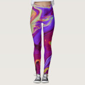 Gemarmerde Leggings in Maroon en Paarse Fun Workou (Voorkant)