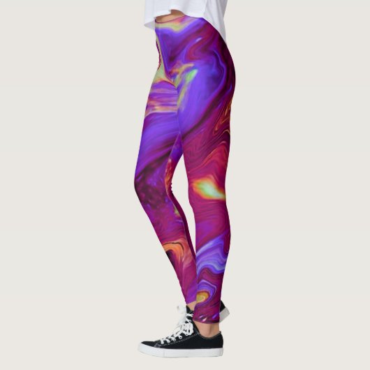 Gemarmerde Leggings in Maroon en Paarse Fun Workou (Links)