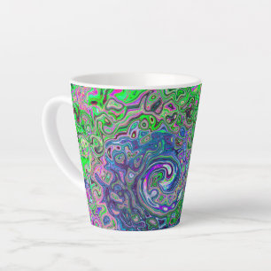 Gemarmerde Lime Green en Paarse Abstracte Retro Sw Latte Mok
