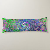 Gemarmerde Lime Green en Paarse Abstracte Retro Sw Lichaamskussen (Achterkant)