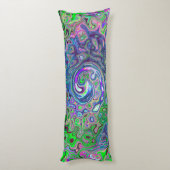 Gemarmerde Lime Green en Paarse Abstracte Retro Sw Lichaamskussen (Achterkant (Verticaal))