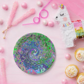 Gemarmerde Lime Green en Paarse Abstracte Retro Sw Papieren Bordje (Feest)