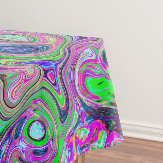 Gemarmerde Lime Green en Paarse Abstracte Retro Sw Tafelkleed (Voorbeeld)