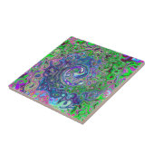 Gemarmerde Lime Green en Paarse Abstracte Retro Sw Tegeltje (Zijkant)