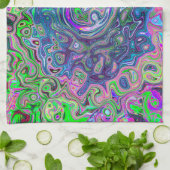 Gemarmerde Lime Green en Paarse Abstracte Retro Sw Theedoek (Gevouwen)