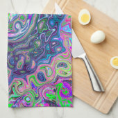 Gemarmerde Lime Green en Paarse Abstracte Retro Sw Theedoek (Quarter Fold)