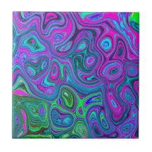 Gemarmerde Magenta en Lime Groene Groovy Abstracte