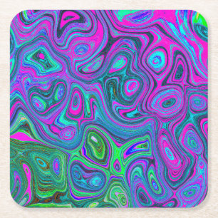 Gemarmerde Magenta en Limegroene Groovy Abstracte Kartonnen Onderzetters