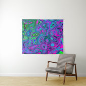 Gemarmerde Magenta en Limegroene Groovy Abstracte  Wandkleed (In Situ (horizontaal))
