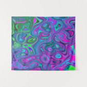 Gemarmerde Magenta en Limegroene Groovy Abstracte  Wandkleed (Voorkant (horizontaal))