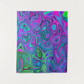 Gemarmerde Magenta en Limegroene Groovy Abstracte  Wandkleed (Voorkant)