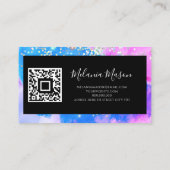 Gemarmerde makreel Glitter QR Code Roze Blauw Visitekaartje (Achterkant)