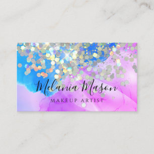 Gemarmerde makreel Glitter QR Code Roze Blauw Visitekaartje