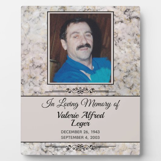 Gemarmerde Memorial Keepsakes Fotoplaat (Voorkant)
