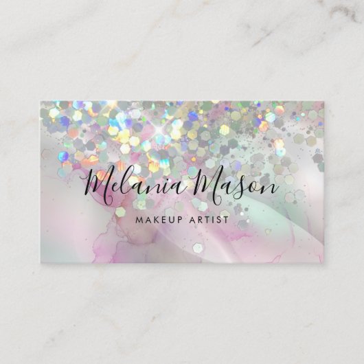 Gemarmerde Meup Artist Holographic Glitter QR Code Visitekaartje (Voorkant)