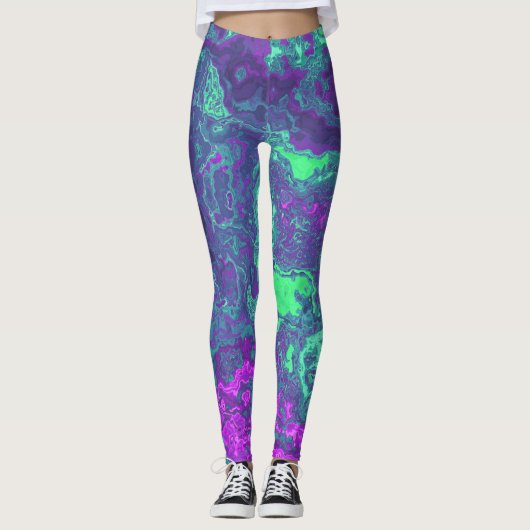 Gemarmerde Neon Leggings (Voorkant)