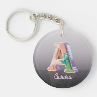 Gemarmerde Pastel Goud Afwerking Letter A Sleutelhanger