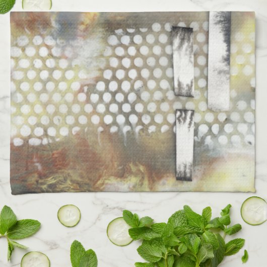 Gemarmerde pixels II Theedoek (Gevouwen)