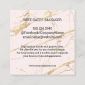 gemarmerde plaat | Graniet | Goudroze achtergrond Vierkante Visitekaartje (Achterkant)