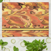 Gemarmerde regenboogdraden Rust & Gold Theedoek (Gevouwen)