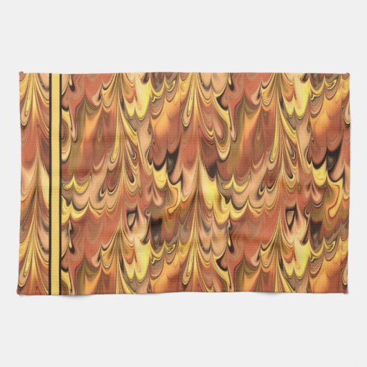 Gemarmerde regenboogdraden Rust & Gold Theedoek (Horizontaal)