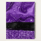 Gemarmerde Royal Paarse Glitter Black Brush Stroke Planner (Achterkant)