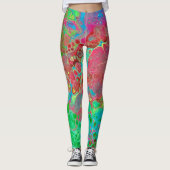 Gemarmerde roze groene Abstracte Leggings (Voorkant)