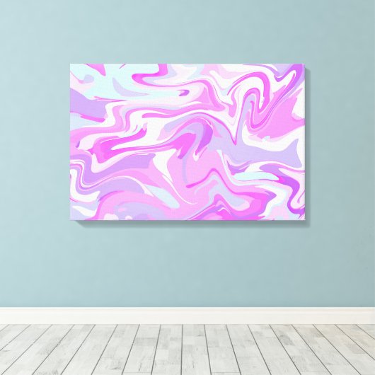 Gemarmerde roze Paarse Turquoise Canvas Afdruk (Insitu (Houten vloer))