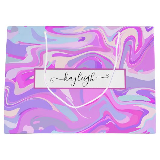 Gemarmerde roze Paarse Turquoise Groot Cadeauzakje (Voorkant)