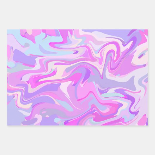 Gemarmerde roze Paarse Turquoise Inpakpapier Vel (Voorkant 3)