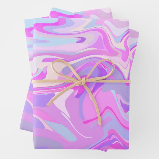 Gemarmerde roze Paarse Turquoise Inpakpapier Vel (In situ)