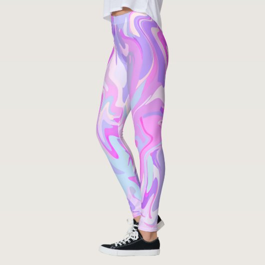 Gemarmerde roze Paarse Turquoise Leggings (Links)