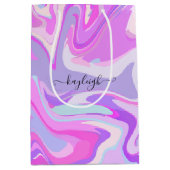 Gemarmerde roze Paarse Turquoise Medium Gift Bag Medium Cadeauzakje (Voorkant)