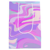 Gemarmerde roze Paarse Turquoise Medium Gift Bag Medium Cadeauzakje (Achterkant)