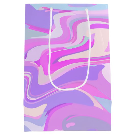 Gemarmerde roze Paarse Turquoise Medium Gift Bag Medium Cadeauzakje (Achterkant)