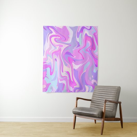 Gemarmerde roze Paarse Turquoise Wandkleed (In situ)