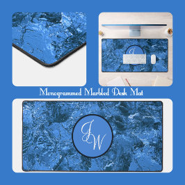 Gemarmerde schaduwen van blauw met Initialen of mo Bureaumat
