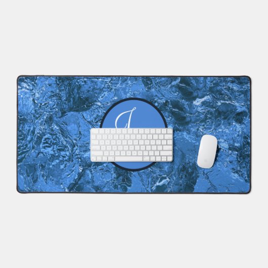 Gemarmerde schaduwen van blauw met Initialen of mo Bureaumat (Keyboard & Muis)