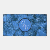 Gemarmerde schaduwen van blauw met Initialen of mo Bureaumat (Voorkant)