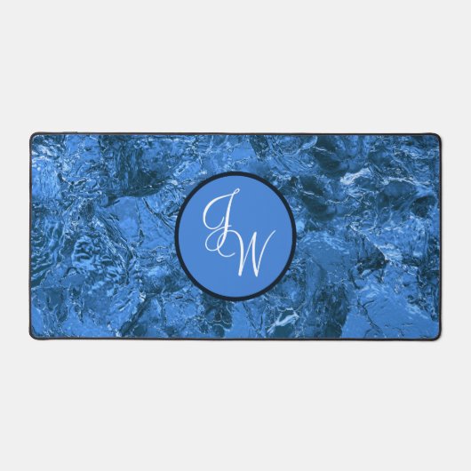 Gemarmerde schaduwen van blauw met Initialen of mo Bureaumat (Voorkant)