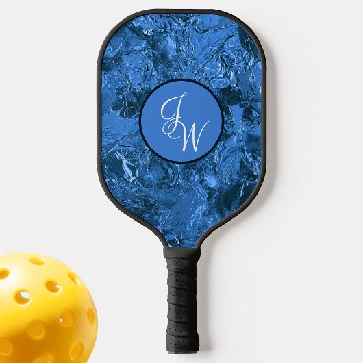 Gemarmerde schaduwen van blauw met Initialen of mo Pickleball Paddle