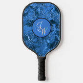 Gemarmerde schaduwen van blauw met Initialen of mo Pickleball Paddle (Voorkant)