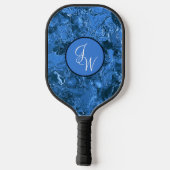 Gemarmerde schaduwen van blauw met Initialen of mo Pickleball Paddle (Achterkant)