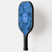 Gemarmerde schaduwen van blauw met Initialen of mo Pickleball Paddle (Links)